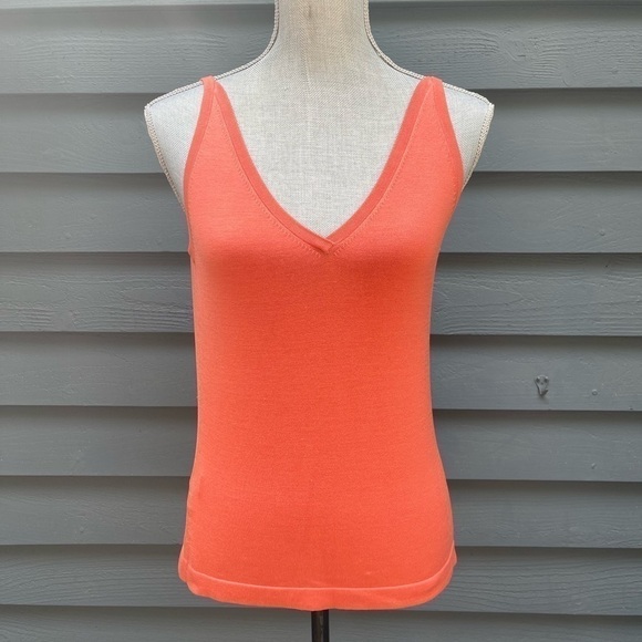 DANA Buchman Sweater Bright Coral Sleeveless V-Neck Silk Blend Petite Medium - Picture 11 of 11